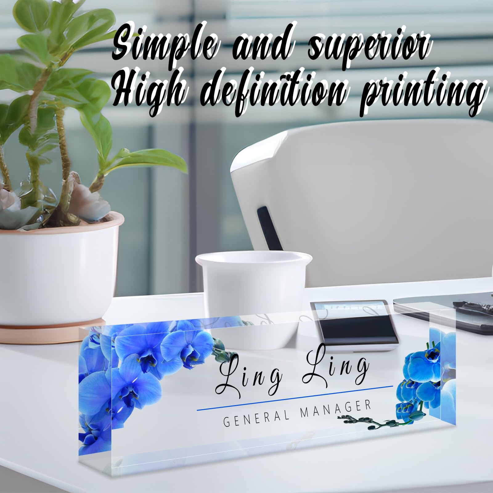 Targa Scrivania Personalizzata LING - Acrilico Trasparente 20x6x3 Cm Per Ufficio
