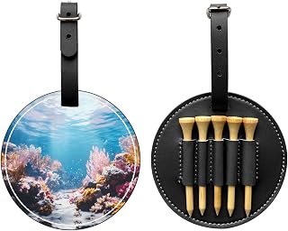 Ocean Coral Reef Black Golf tee Storage Bag, Multifunctional Golf tee Storage Bag for Men, Durable PU Material