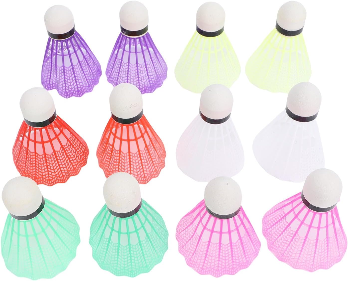 POENVFPO Badminton Shuttlecocks, 12PCS Nylon Badminton Birdies with Great Stability, for Batting Practice Training Indoor Outdoor Sports
