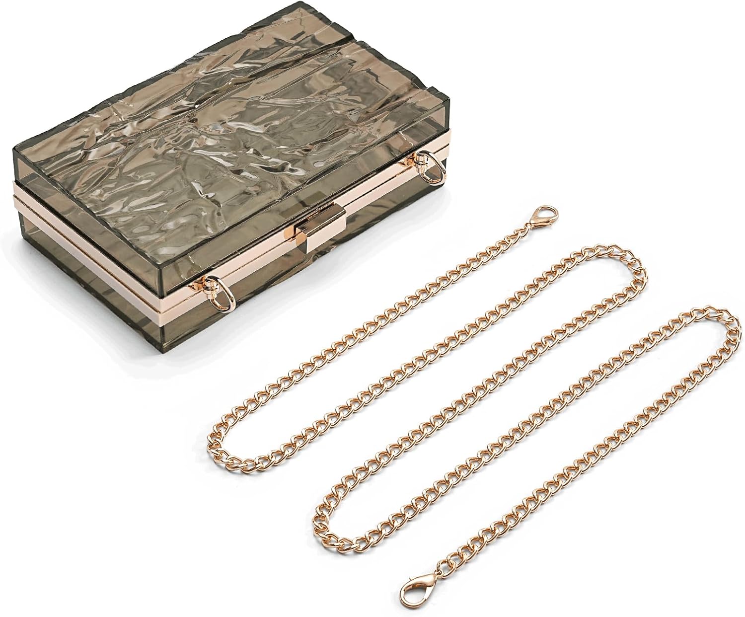 WJCD Womens Clear Purse Acrylic Evening Bags clear clutch purse Ripple Shaped Vintage Banquet Handbag - Image 3