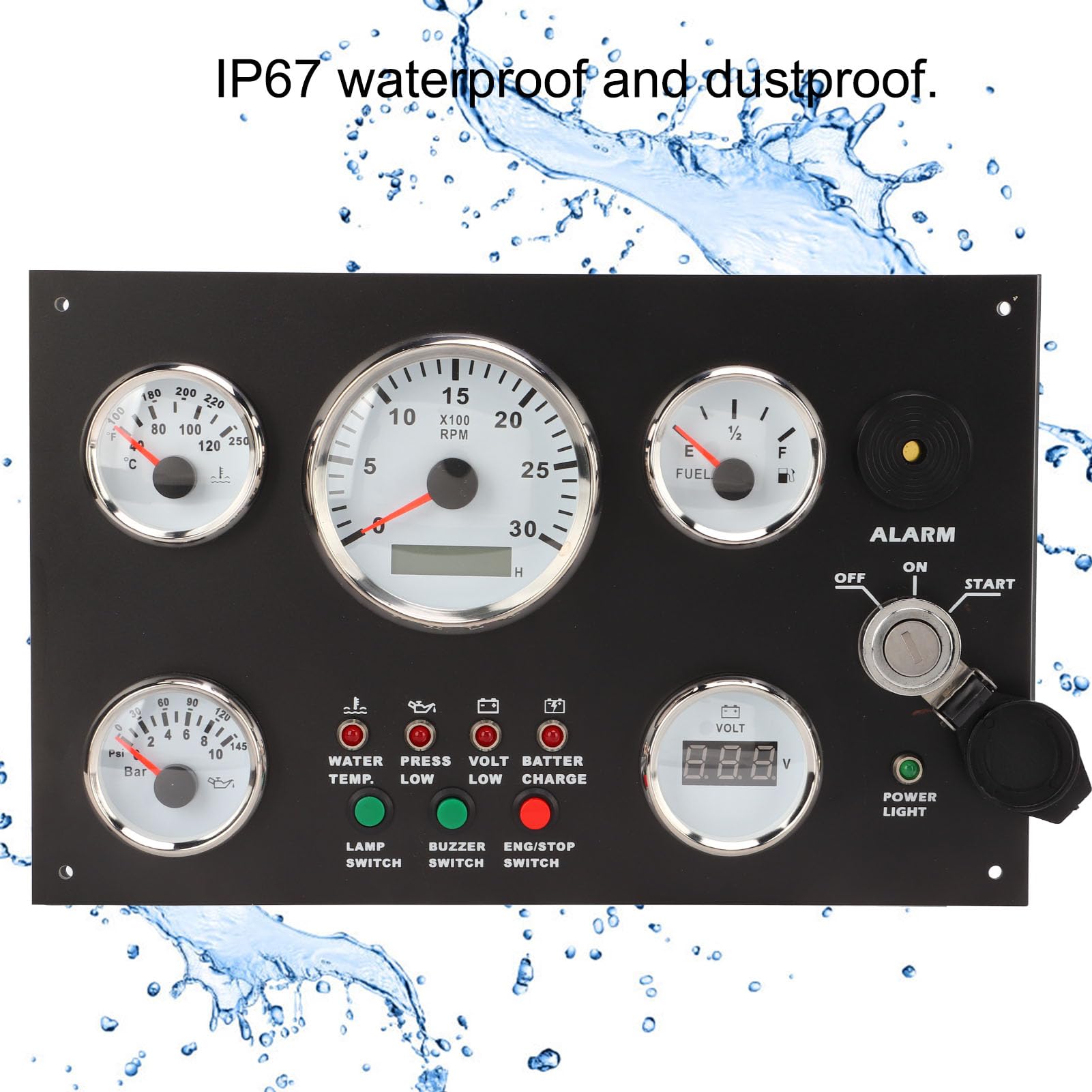 Panel de Instrumentos del Barco, Panel de Instrumentos del Tablero del Motor Valor de Voltaje Nivel de Aceite Volumen de Aceite Restante de Alta Precisión para el Generador(12V)
