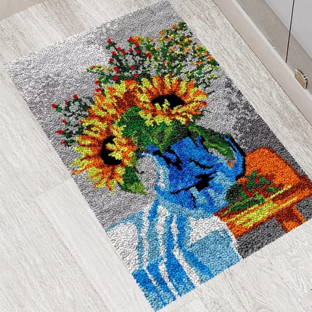 clubevy Sunflower Pattern Latch Hook Kits for Adults Starfish DIY Latch Hook Rug Kits for Kids,Crochet Kit for Beginners, Rug Making Kits, Gift Packaging