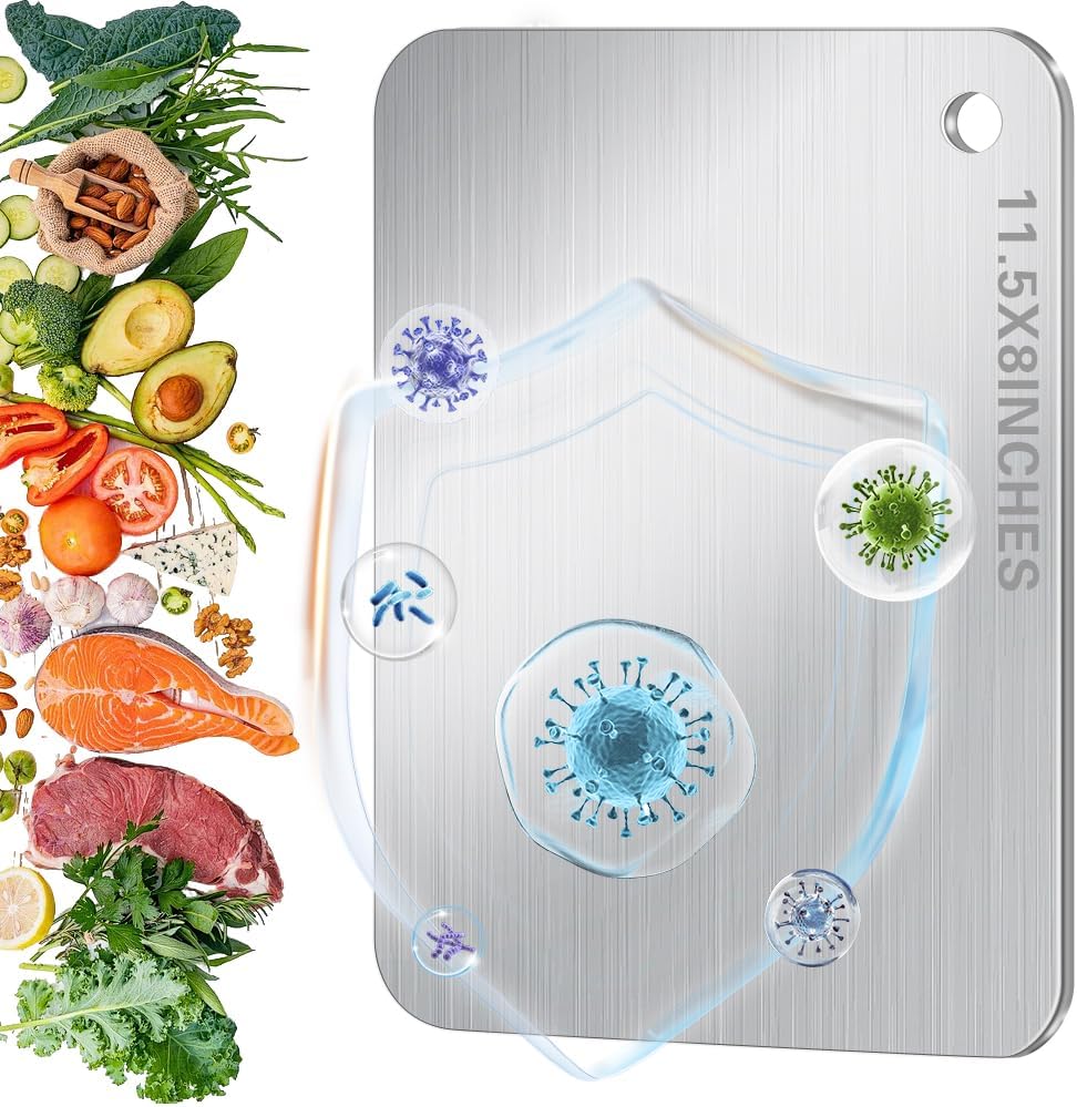 Titanium Cutting Board for Kitchen, Metal Non Stick Chopping Board | Upgrade Double Sided Food-Grade Titanium Board for Meat Cheese Vegetable 11.4*7.9 Inch