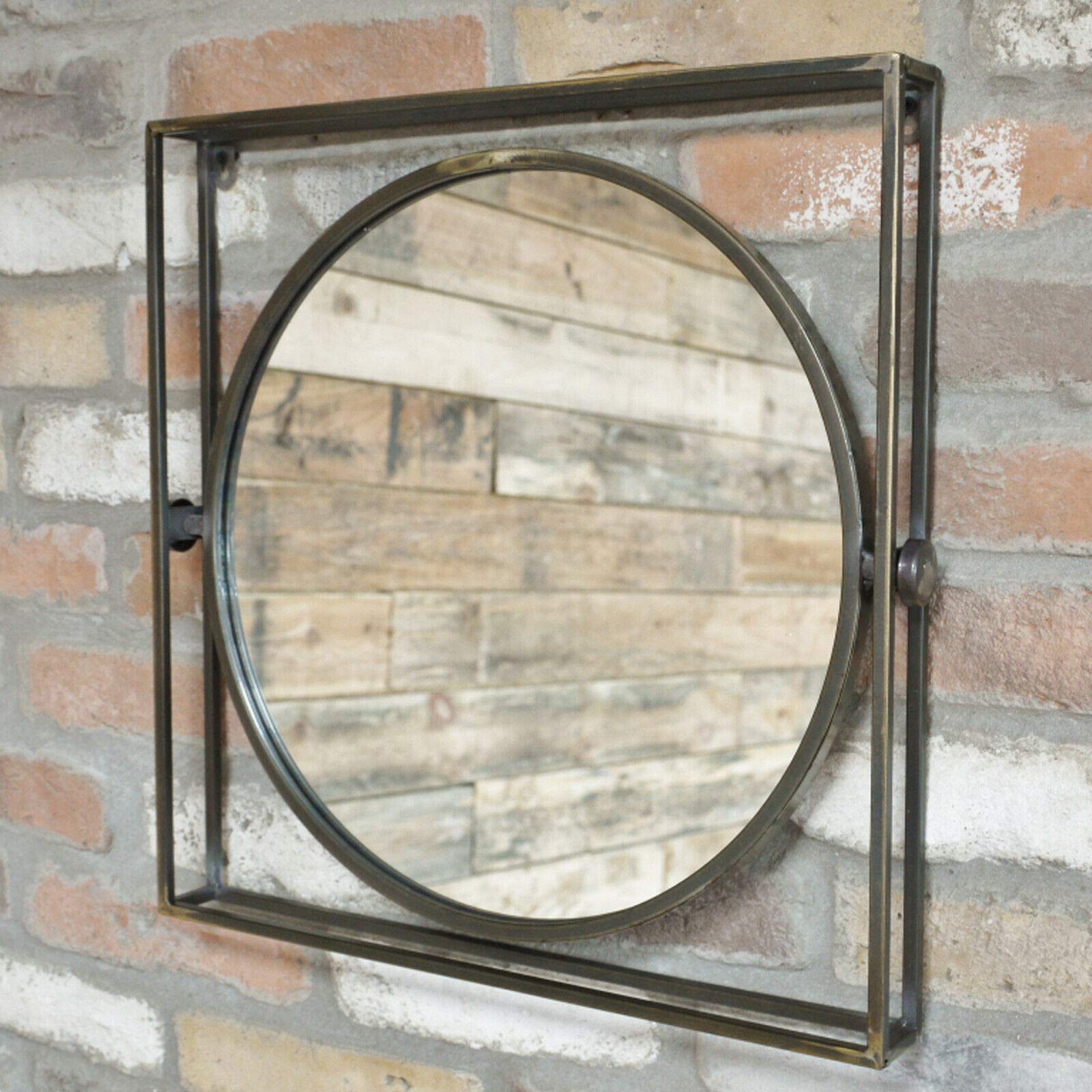 Darthome Ltd Industrial Square Metal Frame Wall Mounted Home Bathroom Fireplace Mirror Large 49cm x 47cm