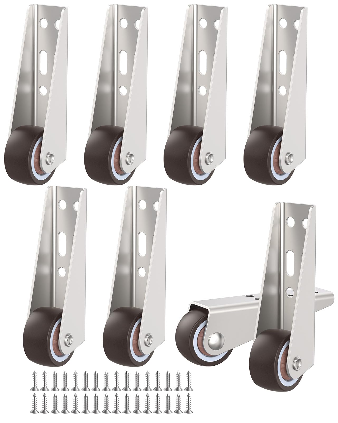 Anobeyi 1-Inch Small Silent Caster Wheels Set of 8, Fixed Rigid Low Profile Caster Wheels for Furniture, Drawer, Underbed Storage, Sliding Door, Room