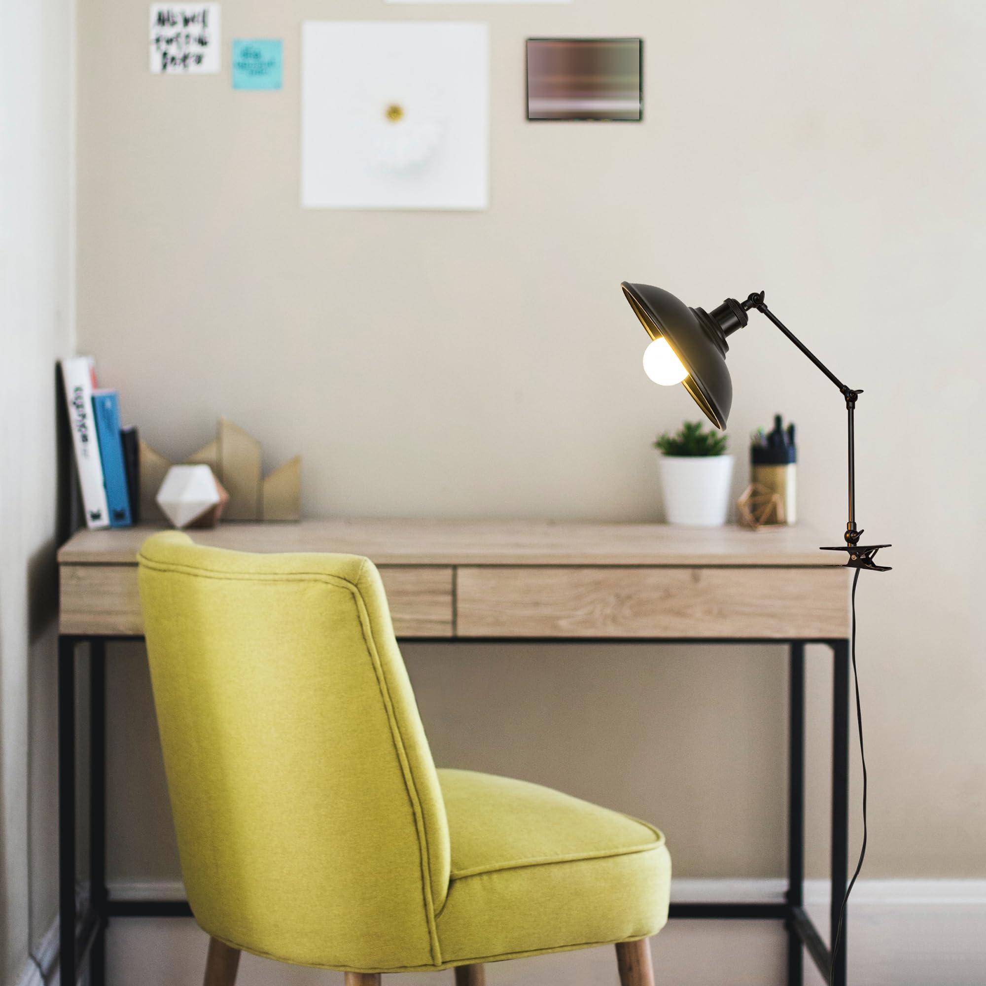 Lampada a morsetto retrò, 1 confezione di lampada da lettura con cavo da 2,5 m, dimmerabile, colore nero, lampada da scrivania, per uso domestico, attacco E27, TB2775