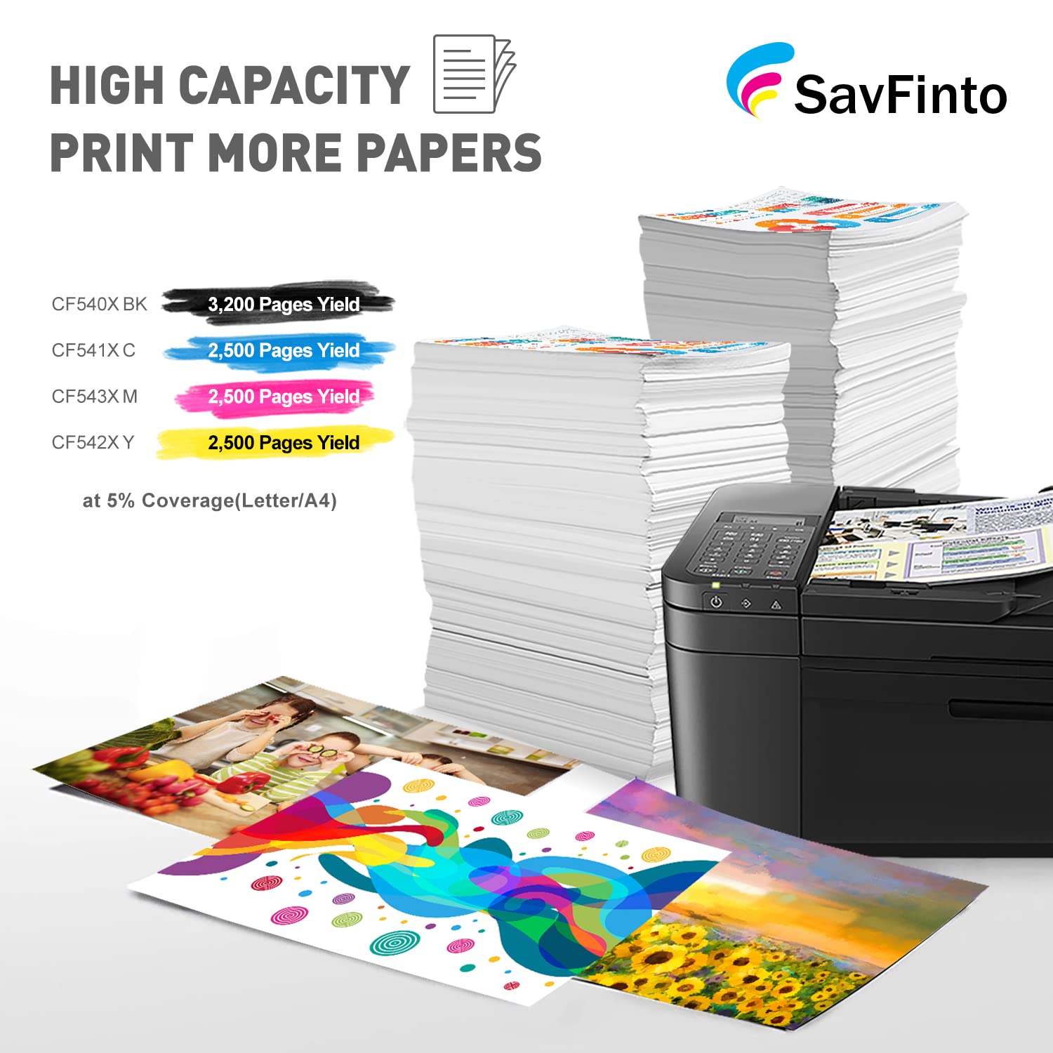 SavFnito 203X Tóner de Repuesto para Cartuchos de tóner HP CF540X CF540A 203X 203A compatibles con HP Color LaserJet Pro MFP M281fdw M254nw M281fdn M281cdw M254dw M254dn M280nw M281 M254 (4 Unidades)