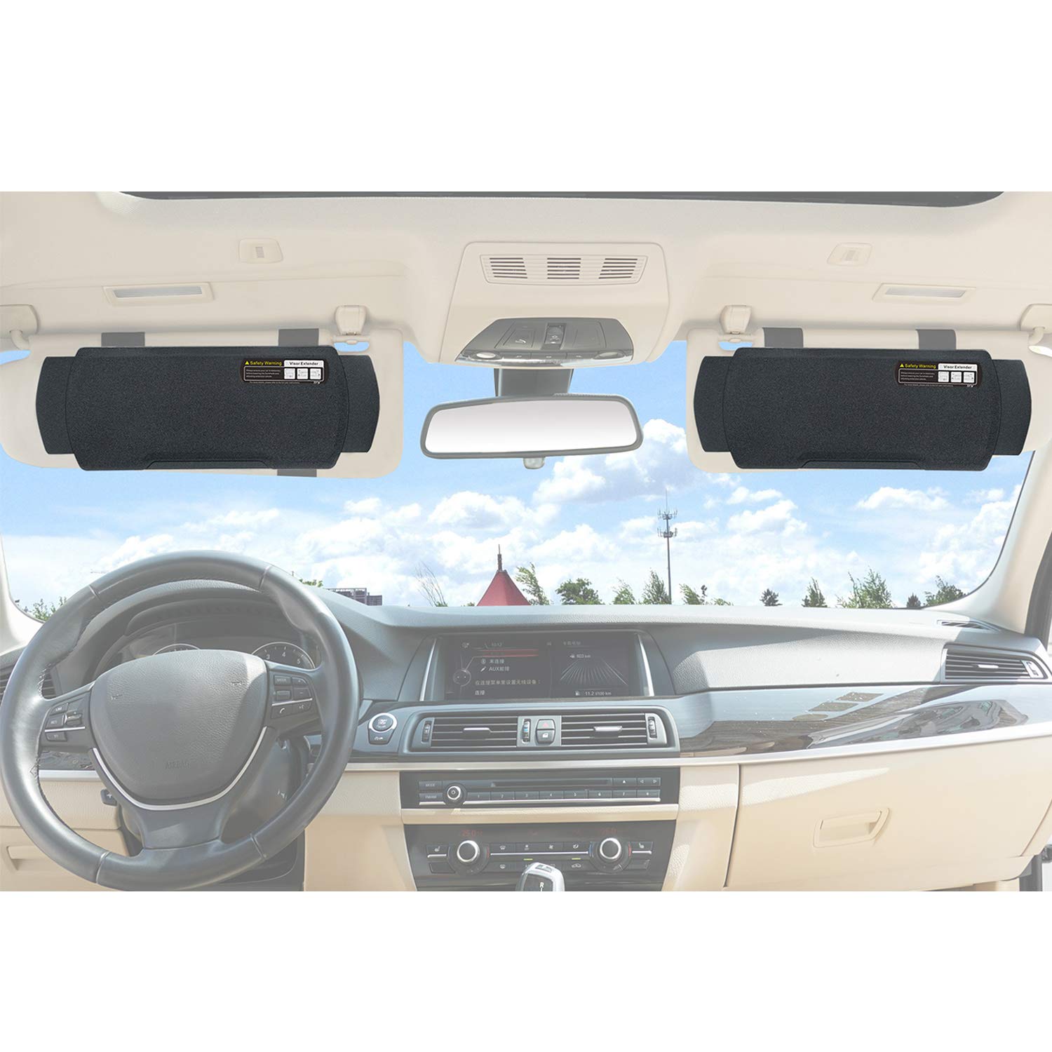 TFY Auto Visor Extender Anti-Glare Zonneklep Verlenger Venster Zonnekap en UV Stralen Blokker - Grijs (2 stuks