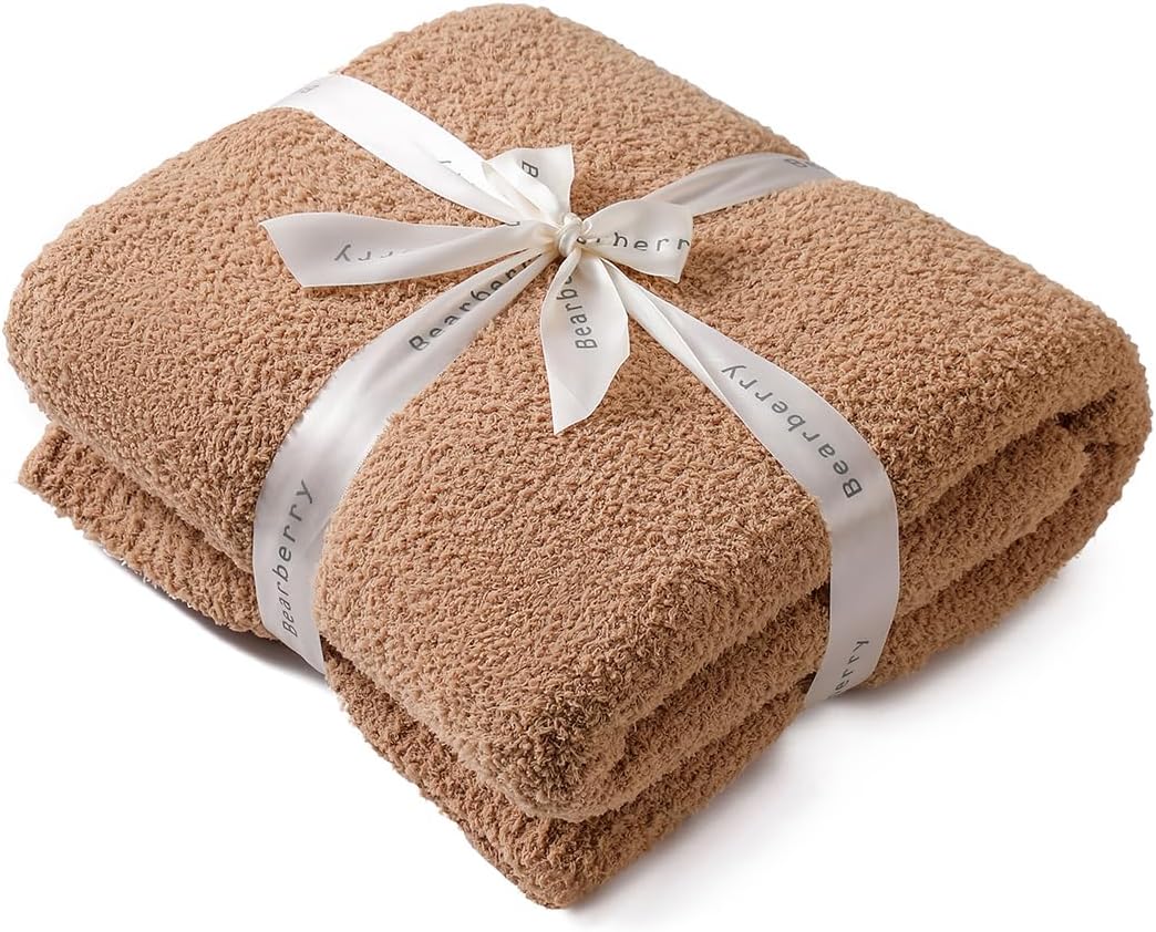 bearberry Super Soft Fluffy Throw Blanket Lightweight Cozy Warm Throw Blankets for Couch Bed Sofa All Season (Camel, 50”x60”)