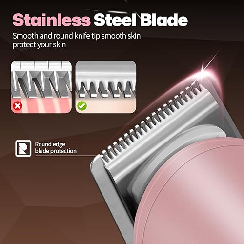 Miniatura 3 de PRITECH Recortadora de bikini para mujer, recortadora de pelo púbico recargable para pieles sensibles, uso húmedo y seco, afeitadora eléctrica sin