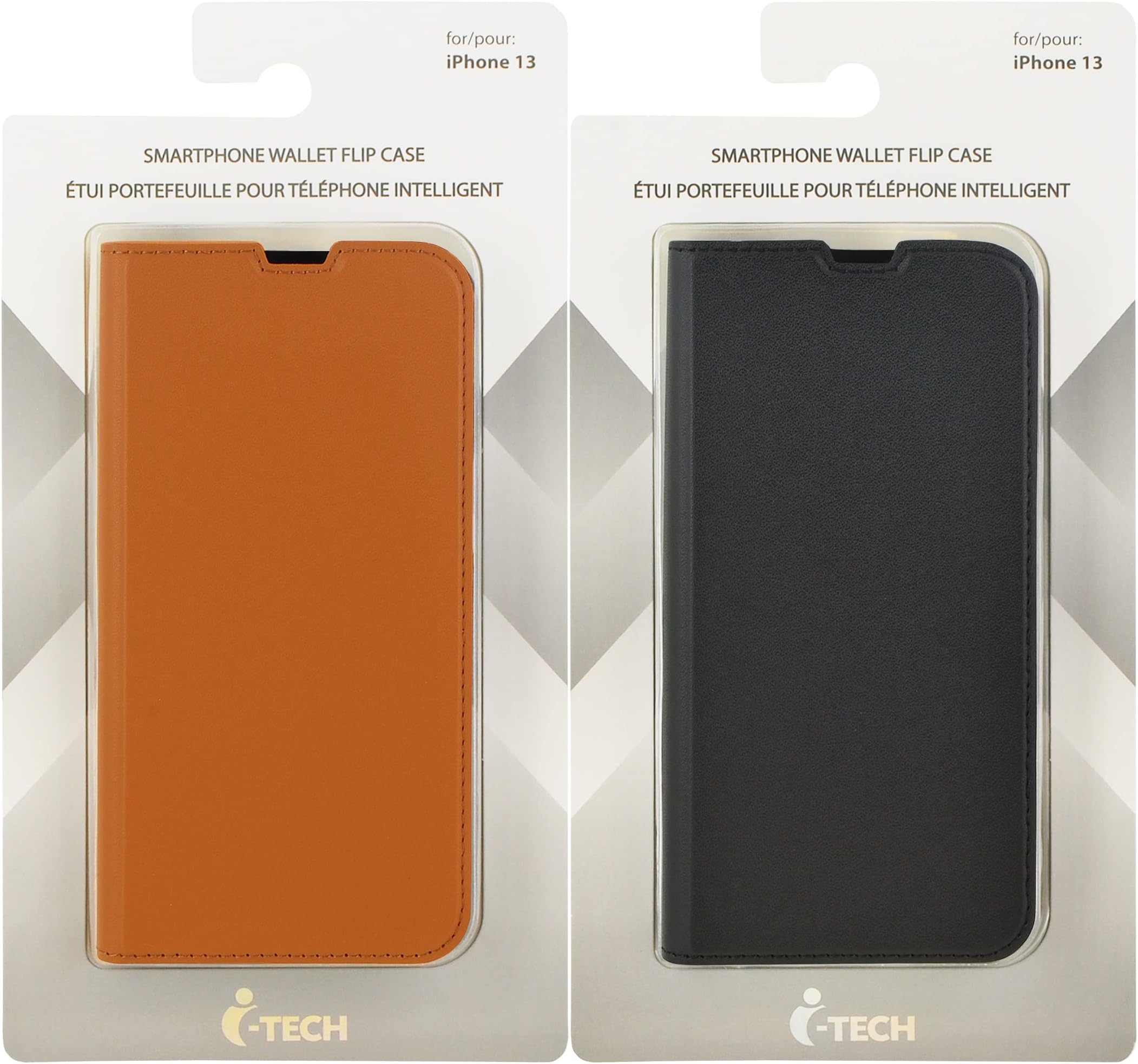ItechSmartphone PU Leather Wallet Flip Case for iPhone 13 (Brown & Black) (2-Pack)