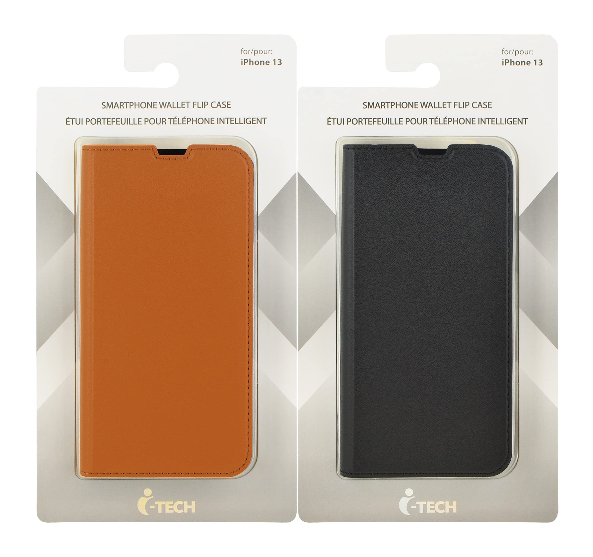 ItechSmartphone PU Leather Wallet Flip Case for iPhone 13 (Brown & Black) (2-Pack)