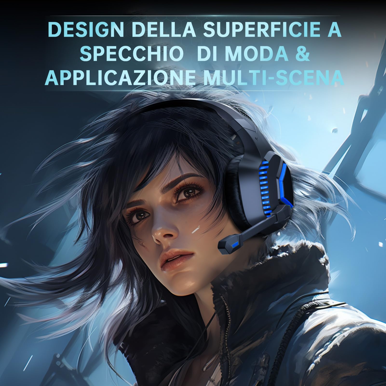 Cuffie Gaming Wireless per PS5/PS4/PC/Switch/Mac/Xbox Series, Bluetooth 5.2, Microfono Noise Cancelling, Suono Surround 3D, Con Cavo da 3,5mm