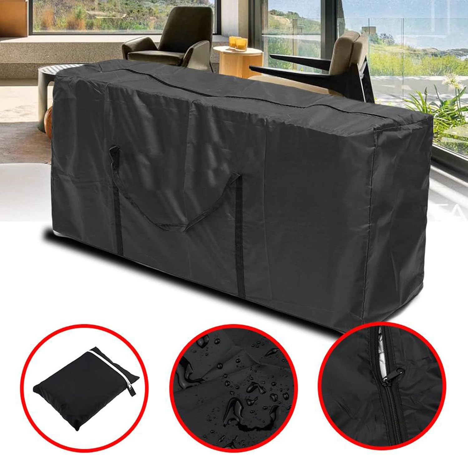 Heavy Duty Christmas Tree Storage Bag with Handles, Oxford Fabric Container for Quilts, Clothes, and Outdoor Cushions, Easy to Clean, 6.5ft Xmas Tree Storage - 116x47x51cm