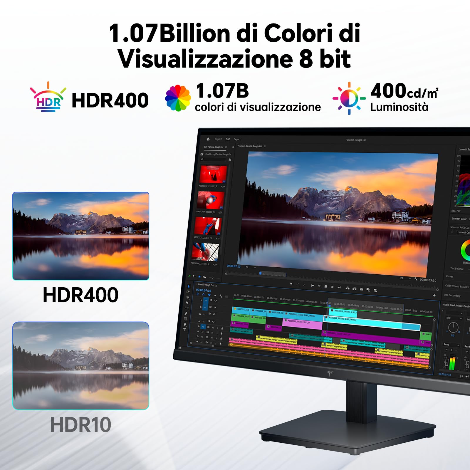 KTC Monitor 4K 27 Pollici | UHD@60Hz | 1,07 Miliardi di Colori, 133% sRGB, 100% DCI-P3, ΔE＜2 | Luminosità 400 cd/㎡, HDR400 | VESA 100x100 | Filtro Anti-Luce Blu | 2 x HDMI 2.0, 1 x DP 1.4 | H27P27