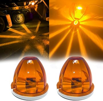 2Pcs Amber Watermelon Lights,Turn Signal Cap Roof Trailer Marker Clearance Light Underglow Rock Tail Lighs for Semi Truck Pickup Trailer RV Bus Van Camper Golf Car,IP67 Waterproof