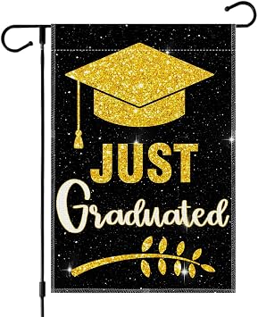 2026 Graduation Garden Flag 12 x 18 Inch Double-Sided Outdoor Yard Flag, Class of Graduation Decorations Congrats Grad Sign Banner for Graduation Party Lawn Porch Home Decor Black