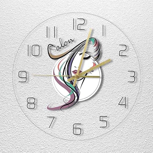 Miniatura 6 de The Geeky Days Beauty Time Peluquería Peluquería Diseño de peluquería Reloj de pared silencioso de acrílico transparente Peluquería Peluquería