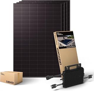 Kleines Kraftwerk 2000W Balkonkraftwerk Komplettset Flachdach-Halterung – 0% VAT für Privatkunden – 800W Wechselrichter WiFi & Bluetooth, 4× 500W bifaziale Solarmodule, 15 m Kabel – Solaranlage