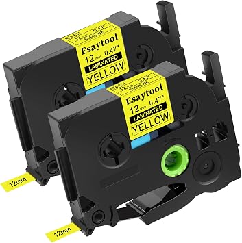 2 Pack Compatible with P-Touch TZe-631 AZE-631 TZ-631 Black on Yellow 12mm 0.47 Laminated Label Tape Replacement for Ptouch PT-H100 PT-D200 D210 D400 PT-P700 PT-1000 PT-2030 Label Maker