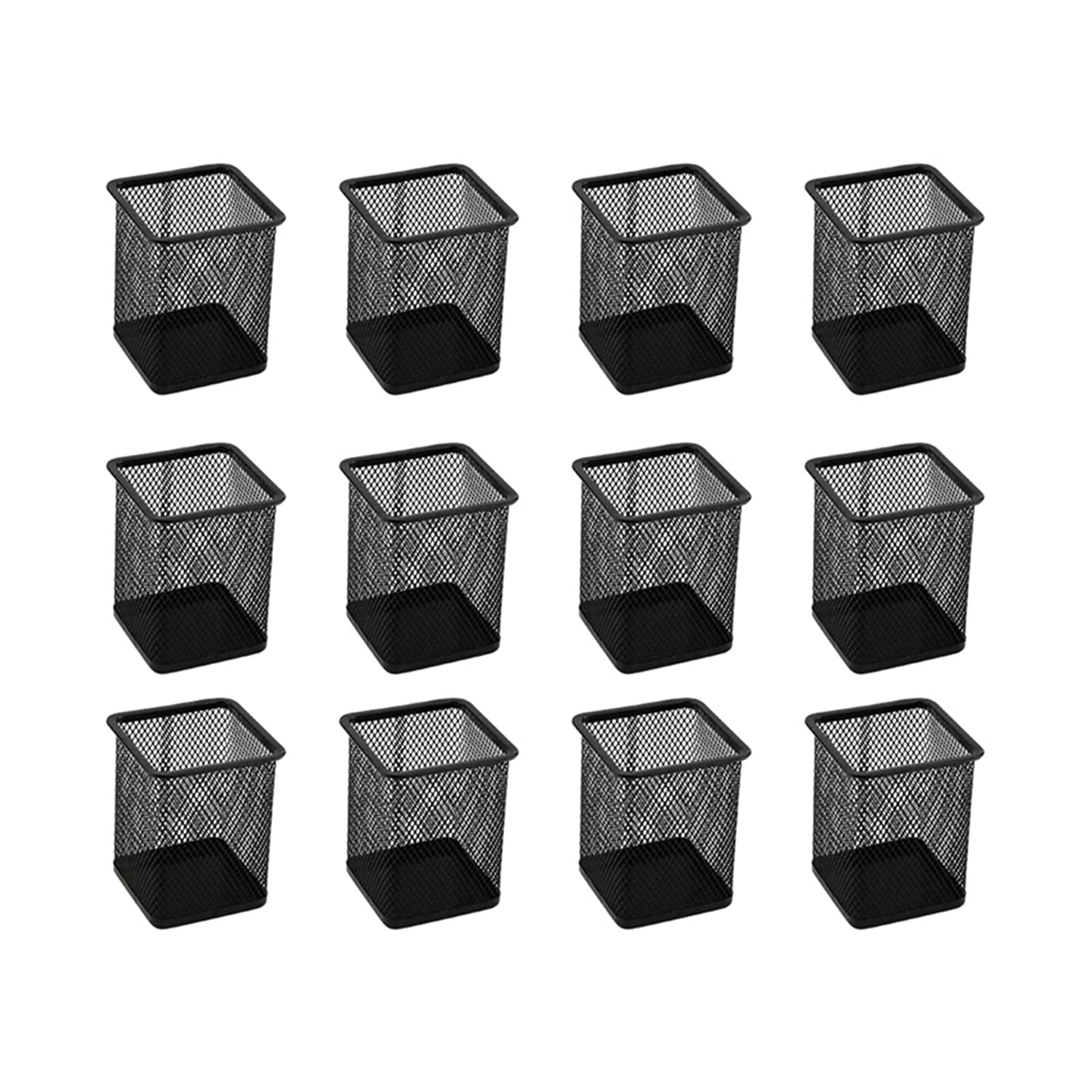 Porte Stylo Bureau 12 PCS Square Porte-stylos Porte-Crayons Titulaires de Crayons Métal Mesh Stylo Boîtier Pencil Bureau Organisation Outils Étude de Bureau Porte-Crayons/Porte-Stylo