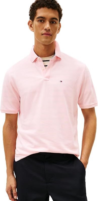 Tommy Hilfiger Polo de piqué de algodón de manga corta para hombre en ajuste clásico