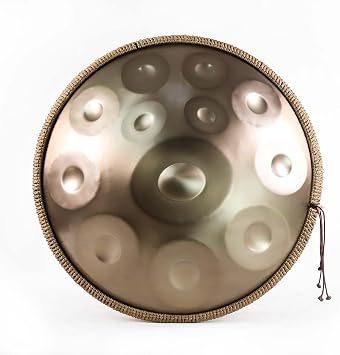 Handpan Drums For Adults 12 Notes 22 Inches Professional Handpan Steel Hand Drum,Hand Pan Drum Instrument With Soft Handpan Bag,2 Handpan Mallets,Handpan Stand And Dust-Free Cloth  Color Golden-440