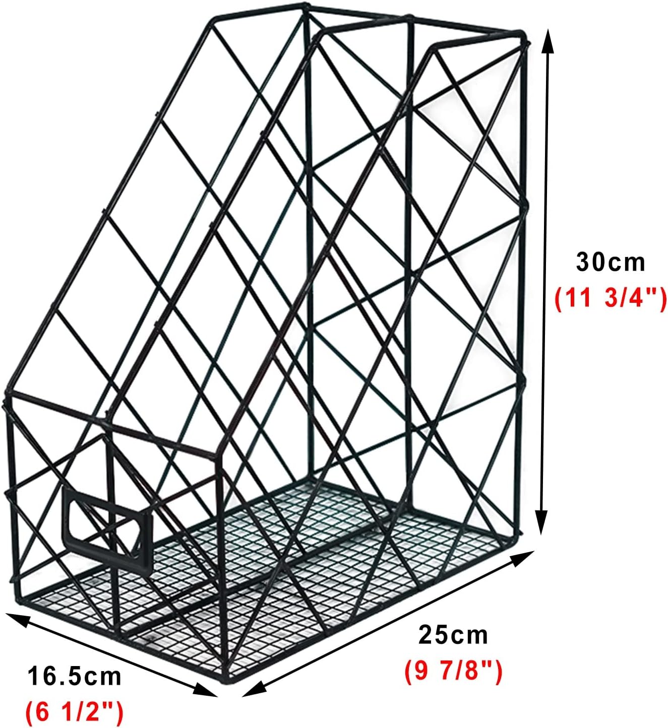 Wrought Iron Magazine Rack with 2 Compartments Metal Brochure Holder for Desk, Shelves and Iron Storage Racks for Meeting Room Office