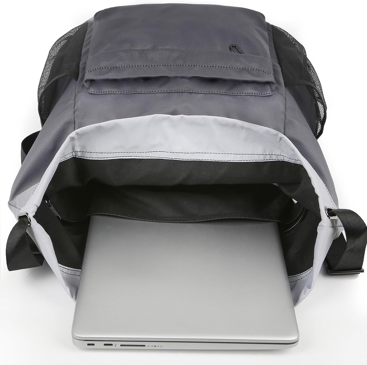 Waterproof Drawstring Backpack Sports Gym Sackpack with Mesh Pockets Water-Resistant String Cinch Beach Bag for Men Women