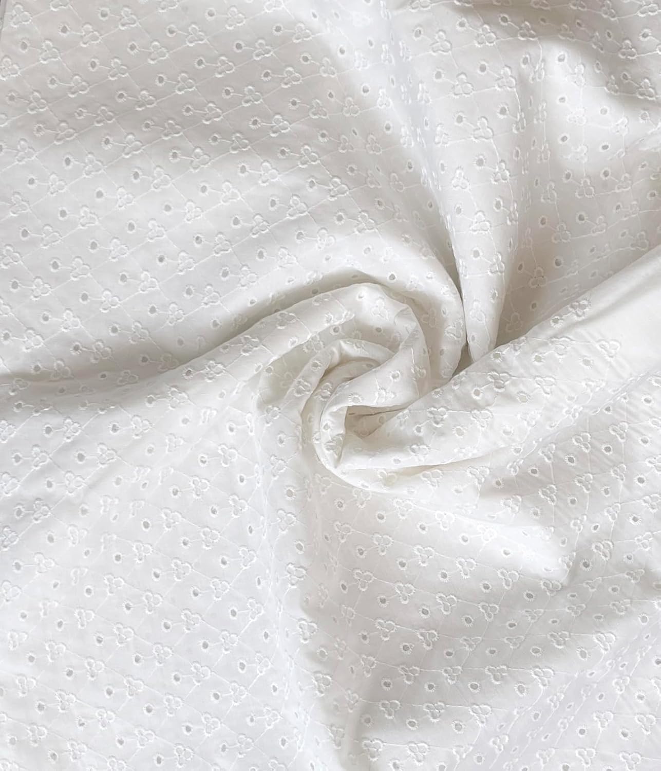 100% Cotton Embroidered Eyelet Fabric Chikan Embroidery by 3-Yards (42" Wide, White- 3Y)