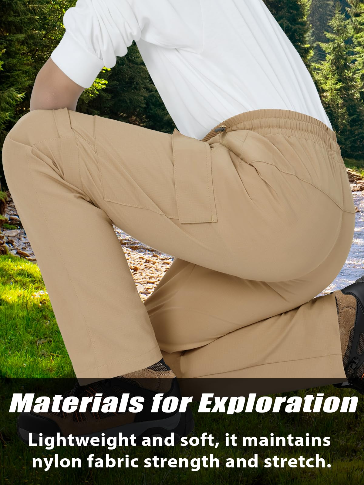 Pantalon de randonnée convertible pour garçons avec fermeture éclair - Pantalon scout à séchage rapide - Imperméable et léger - 4 à 18 ans