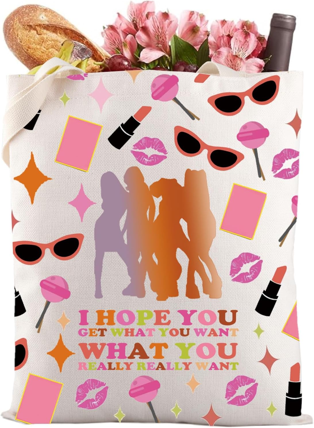 Gzrlyf Spiice Girls Makeup Bag The Spiice Girls Music Inspired Canvas Gifts For Women Wannabe Zipper Pouch (I HOPE YOU tote)