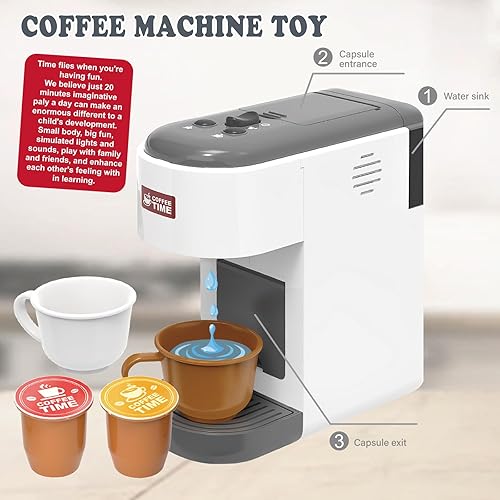 Miniatura 5 de Juguetes Barista Cafetera. Juego de cocina de juguete para niños con piezas móviles, accesorios de cocina, juego de café para niñas y niños de 3, 4