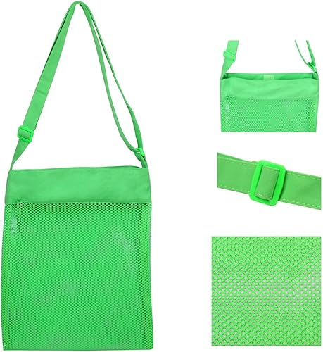 Miniatura 5 de Bolsa de red para playa, de color, 11,4 x 13,7 pulgadas, respirable, con correas (juego de 4 unidades) [azul, rosa, verde y negro]