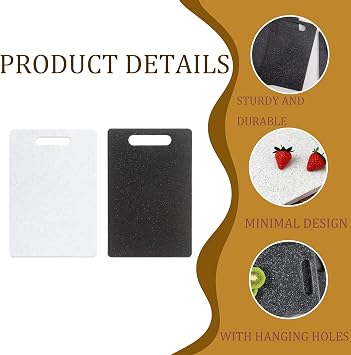 2 PCS Mini Chopping Board Set, Black Chopping Boards for Kitchen Cutting Board Set, Easy to Clean and Grip Cutting Suitable for Travel Picnicking Kitchen Tourism