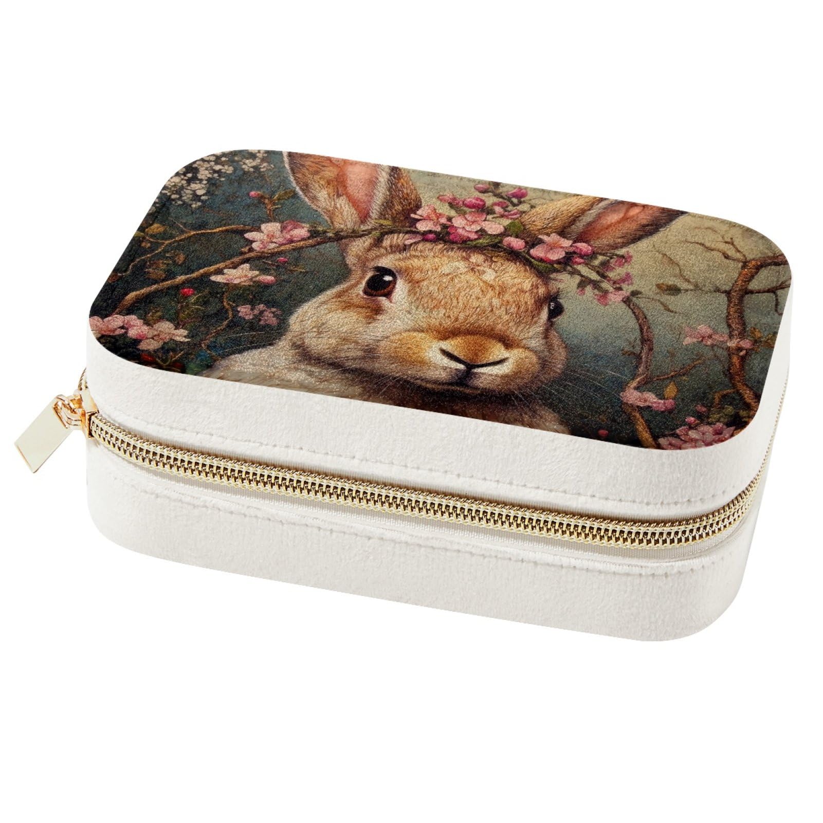 Boîte à bijoux portable lapin pour voyage | Mini organiseur bagues et colliers