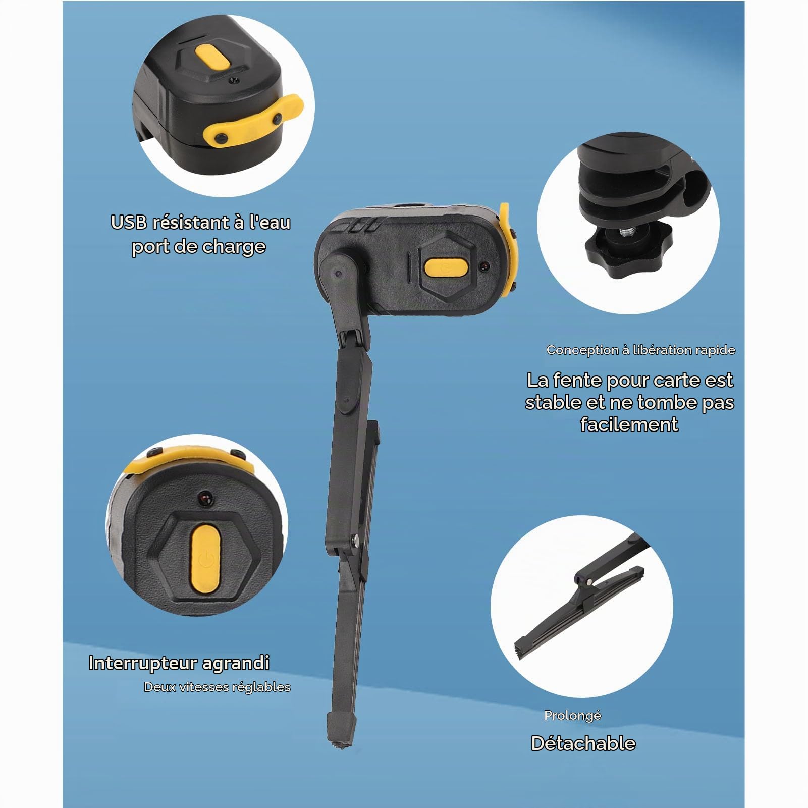 Essuie-glace de Pare-brise de Moto, Vélo électrique Résistant à L'eau, Essuie-glace de Casque à 2 Vitesses pour une Utilisation Polyvalente