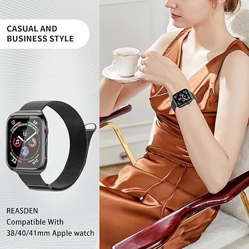 Miniatura 6 de REASDEN Compatible With Apple Watch Band and Case Iwatch Ultra Series 9 8 7 6 5 4 3 2 1 SE 38mm 40mm 41mm 42mm 44mm 45mm 49mm, Solid Stainless Steel