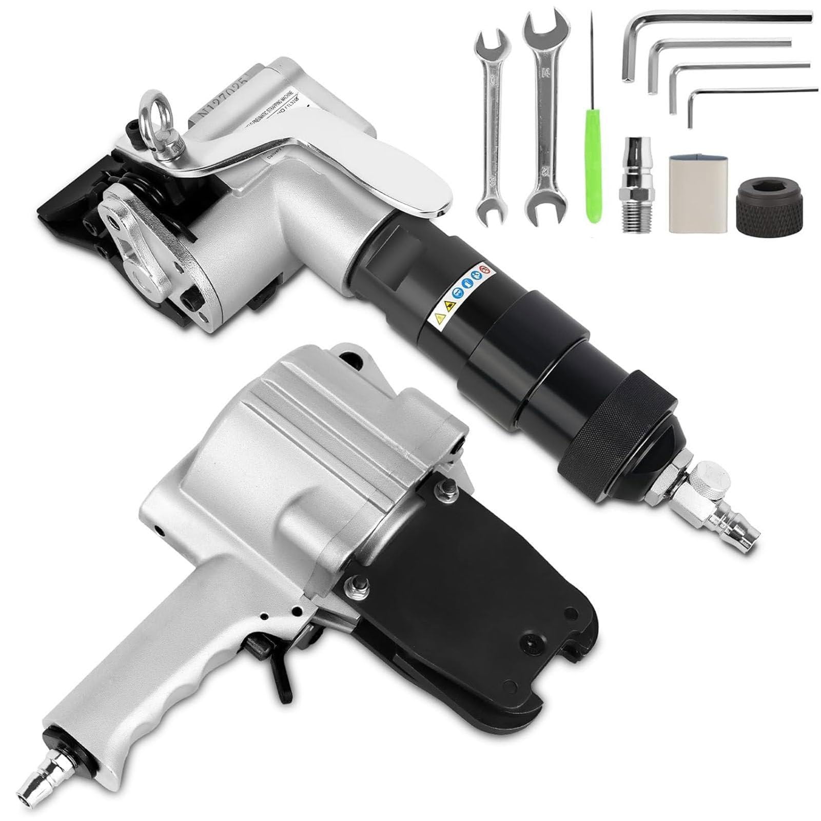Pneumatische Umreifungsmaschine, tragbares Werkzeug mit Spanner und Cutter Sealer für 1,91-3,20 cm Metallband, effiziente Verpackungslösung