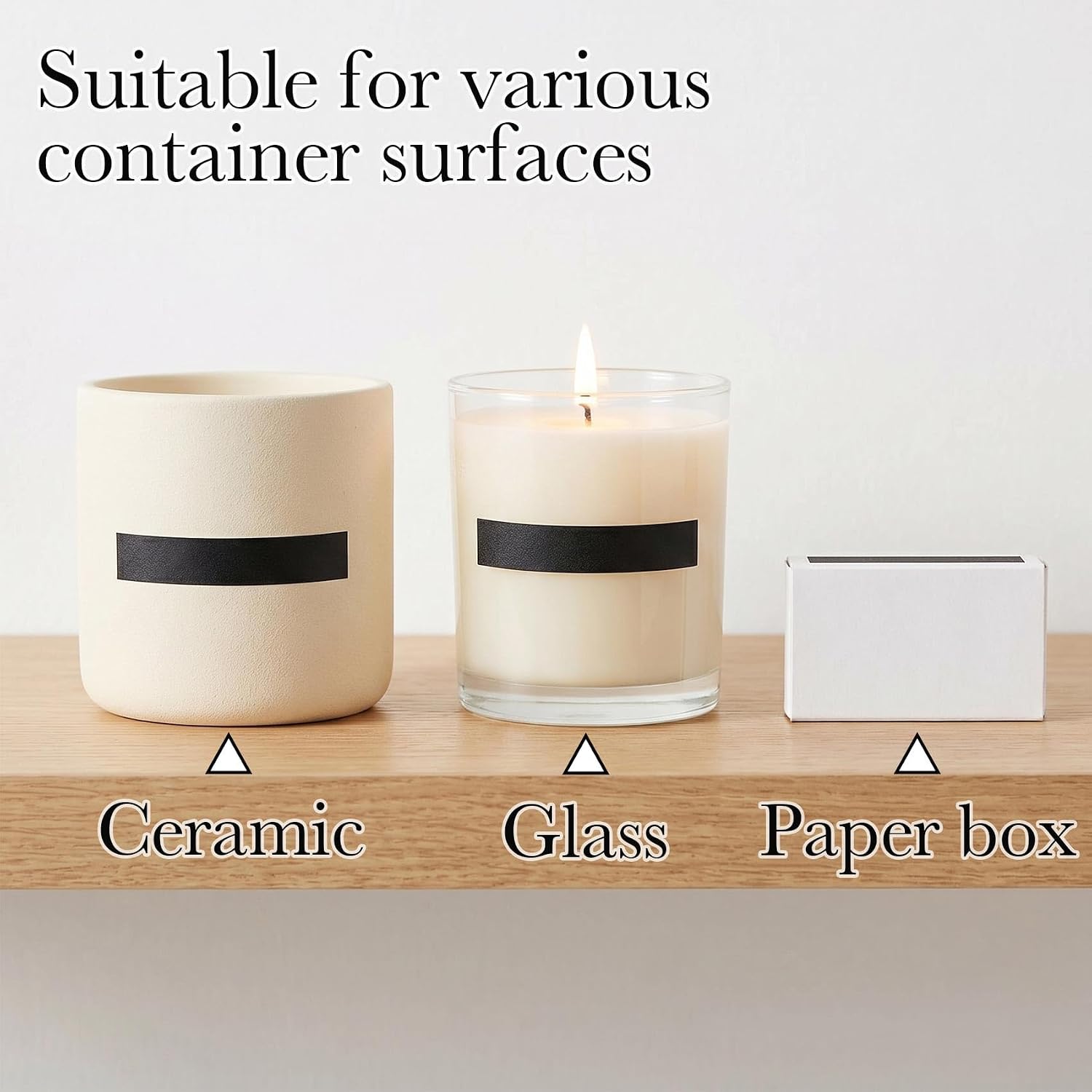 42pcs Adhesive Match Striker Stickers, 2.36in Rectangular Match Striker Papers Stickers, Paper Sheets Supplies for Bottles Glass Jars Candles- Black
