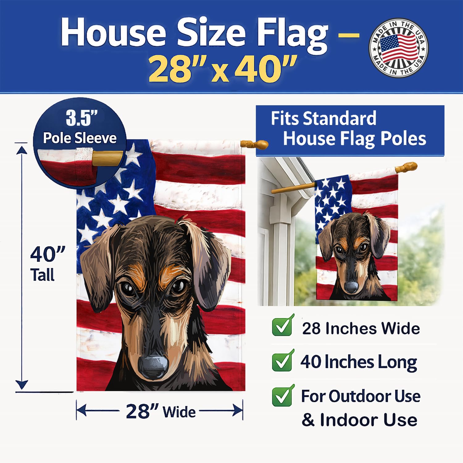 Caroline's Treasures CK6699CHF - Bandiera americana a forma di cane serbo, misura grande, multicolore