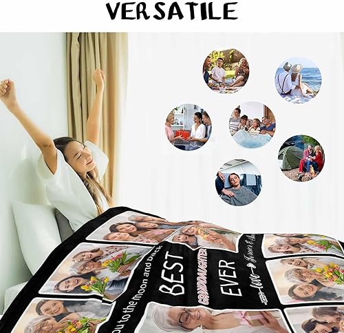 Miniatura 4 de Manta de collage de fotos personalizable para ella y él con imagen y texto personalizados, mantas únicas y significativas con imágenes