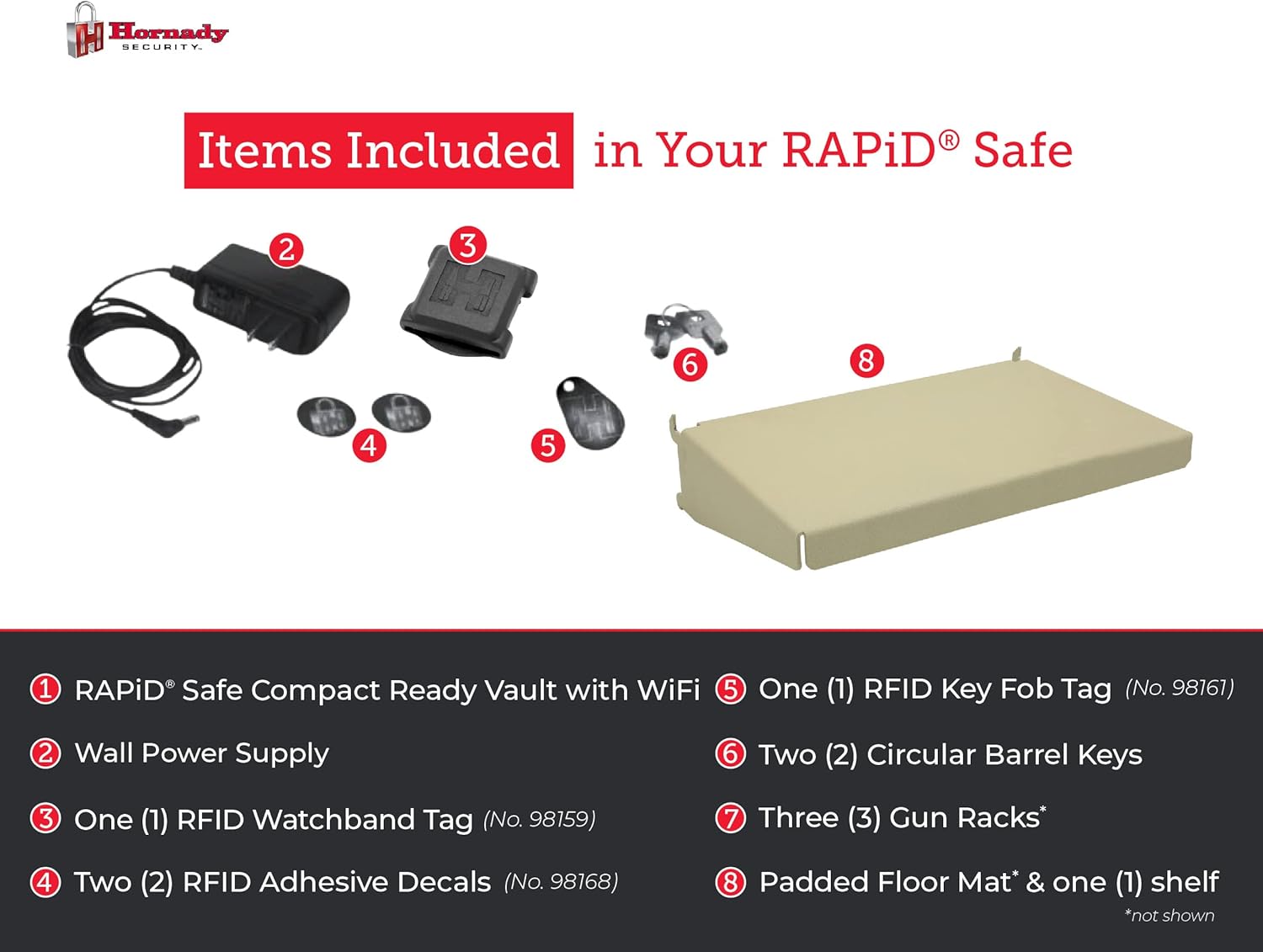 Hornady Rapid Safe Compact Ready Vault with WiFi - Safely Keep Tabs on Your Safe with Your Smartphone - RFID Technology for Touch Free Access & Heavy-Duty Steel Housing to Protect Valuables, 98196WIFI