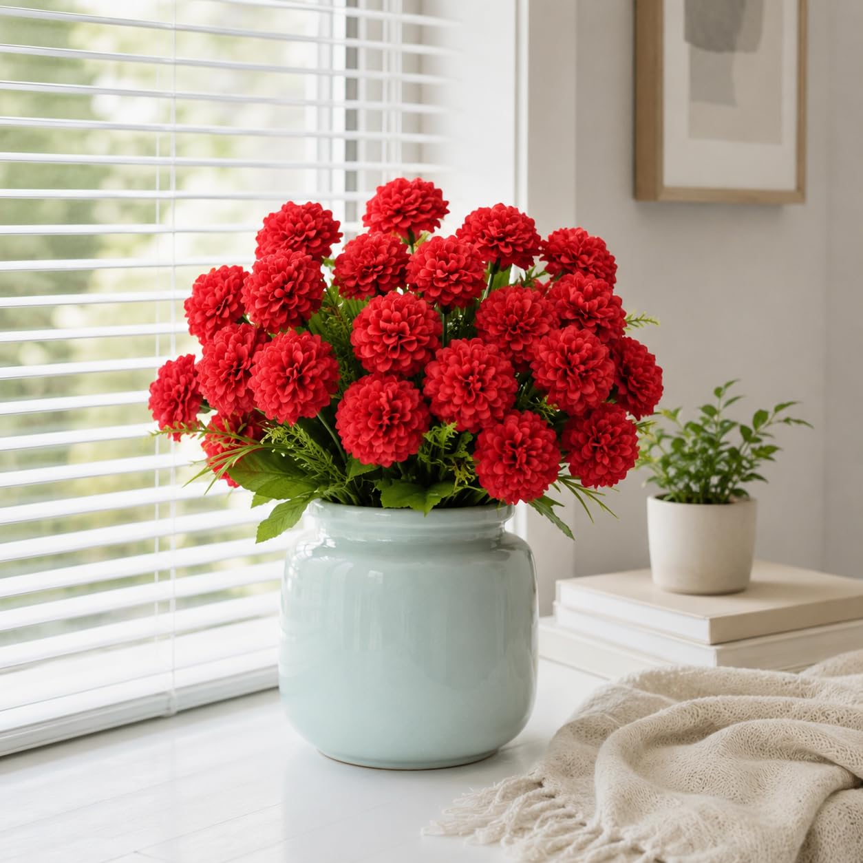 astylishome Faux Flowers that Look Real Artificial Hydrangeas Flower with Stems for Wedding Bridal Bouquets Home Office Party Decor Floral Arrangements Centerpiece Red 0509