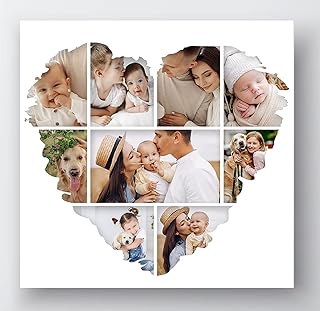 Edenpack Personalised Collage Canvas Photo Prints with Your Family Pets Kids Framed Birthday Christmas Anniversary Wedding Custom Picture Valentine Gifts (Custom Design 1, 12''x12'', Wrapped Canvas)