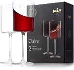 JoyJolt Verres à vin rouge – Collection Claire Ensemble de 2 Grandes verres à vin – 14-Ounce Ensemble de verre à vin en cristal – Design ultra-légant avec des jantes larges – Idéal pour les occasions spéciales, Home Bar
