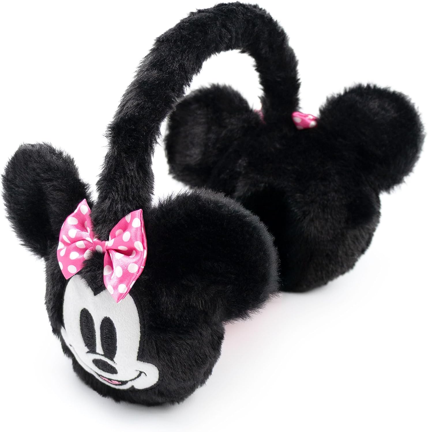 Disney Minnie Mouse Black Earmuffs | Fluffy Material Keeping Warm | Cartoon Character Accessories for Girls | Winter Wear