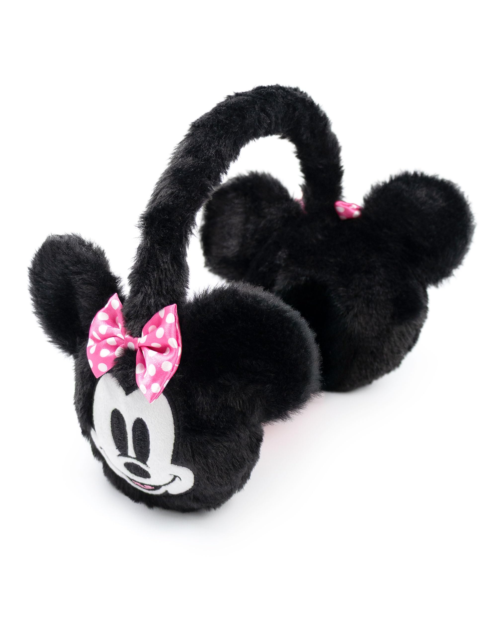 Disney Girls Black Minnie Mouse Earmuffs | Fluffy Material For Keeping Warm | Cartoon Character Accessories For | One Size | Winter Wear Merch