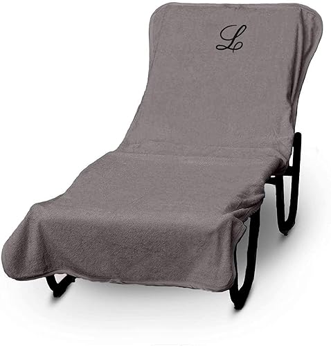 Miniatura 2 de Funda de lujo para tumbona de piscina con monograma, diseño bordado con letras en bloque, extraabsorbente, 100% algodón turco, rizo suave, estilo