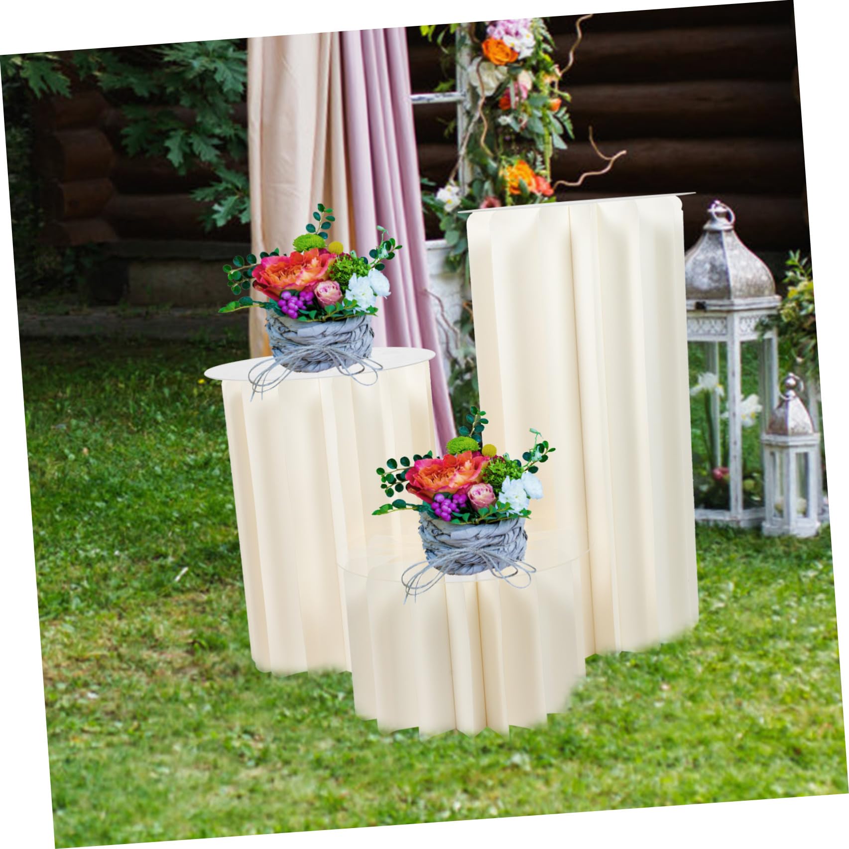 Colonna Non Scivolosa e Resistente in Carta Bianca per Dolci Pieghevole Romana Accessorio Elegante con Copertura in Acrilico per Decorazioni Matrimonio e Feste